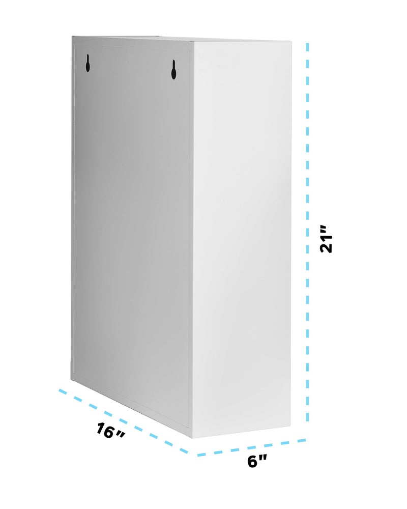AdirMed Locking Medicine Cabinet Wall Mounted First Aid Cabinet with Lock, Lockable Wall Medicine Cabinet with Dual Lock and Dual Keys, 21" H x 16" W x 6" D, White - Image 5